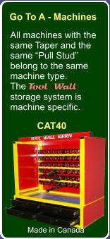 Go To A - Machines All machines with the same Taper and the same “Pull Stud” belong to the same  machine type. The Tool Wall storage system is machine specific. Made in Canada CAT40